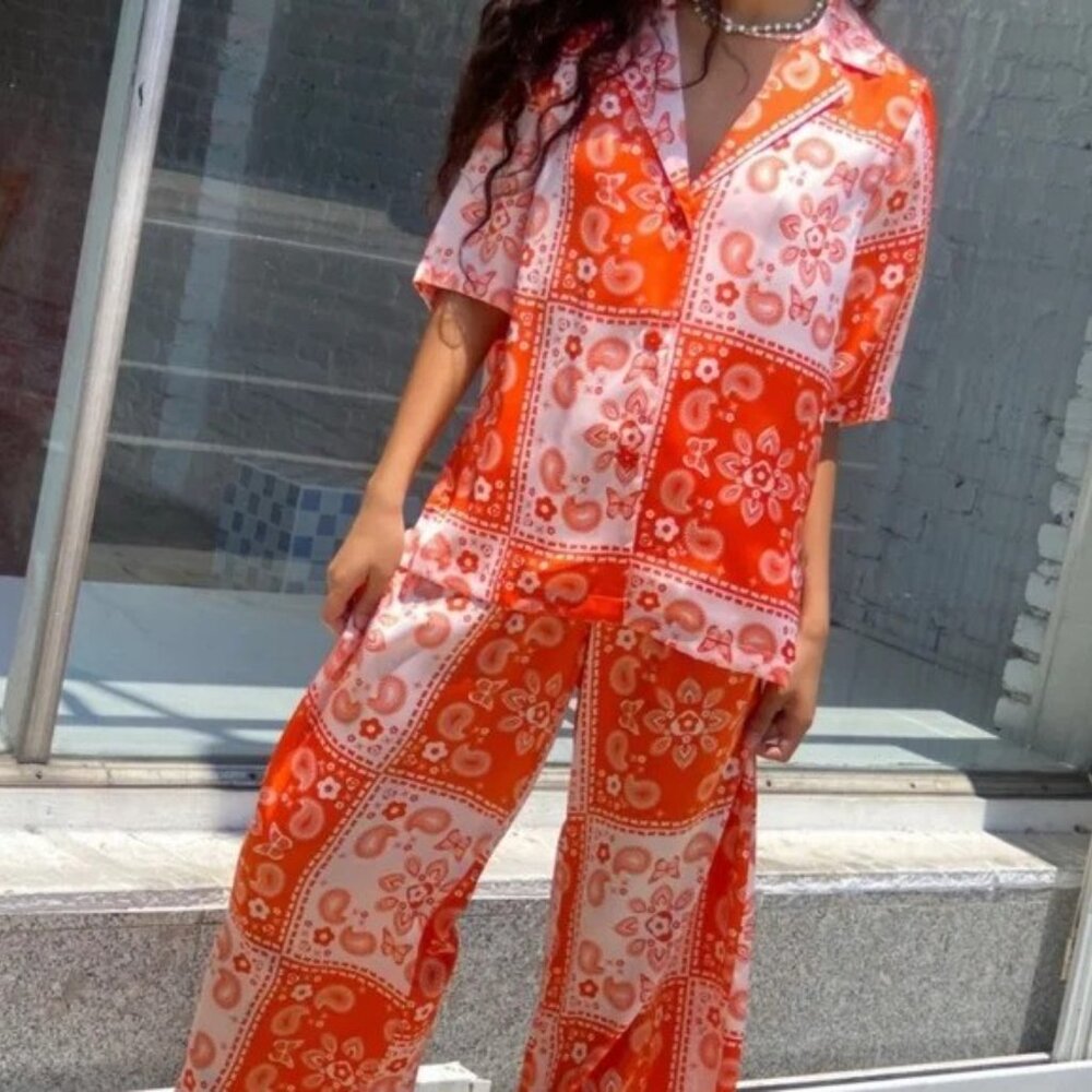 Lisa Says Gah Alyssa Orange Top AND Pant Lounge Set xs - Picture 12 of 13